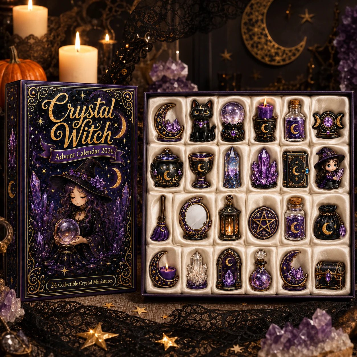 ⏳ Last Day 49% OFF – 🔮 2026 Crystal Witch Advent Calendar | 24 Days of Mystical Miniatures, Crystal-Inspired Surprises & Witchy Fantasy Charm ✨