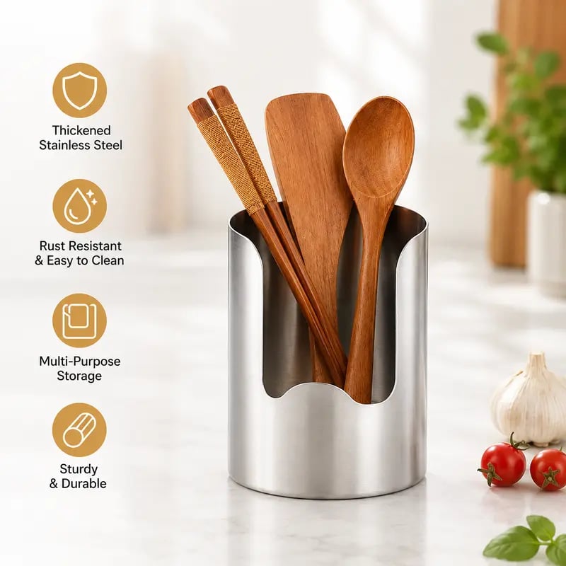 🍴✨ Stainless Steel Utensil Organizer – Rust-Resistant, Durable & Easy to Clean