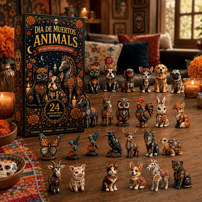 Día de Muertos Animals Advent Calendar 2026 – 24‑Day Folk Art Animal Figurine Collection | 24 Unique Collector‑Grade Miniatures