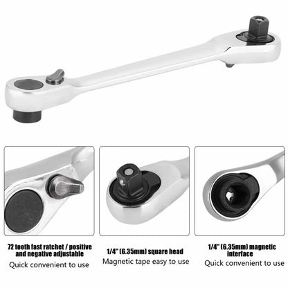 Mini Dual-Head Ratchet Wrench 🔩 – 1/4" Drive, 72-Tooth Precision