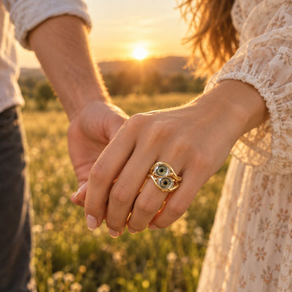 Lifelike Double-Iris Intertwined Couple Ring for Anniversary, Engagement, Wedding & Valentine’s Day Gift