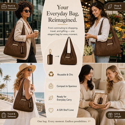 🖤 Varelli Convertible Vegan Leather Tote with Detachable Charm – Black