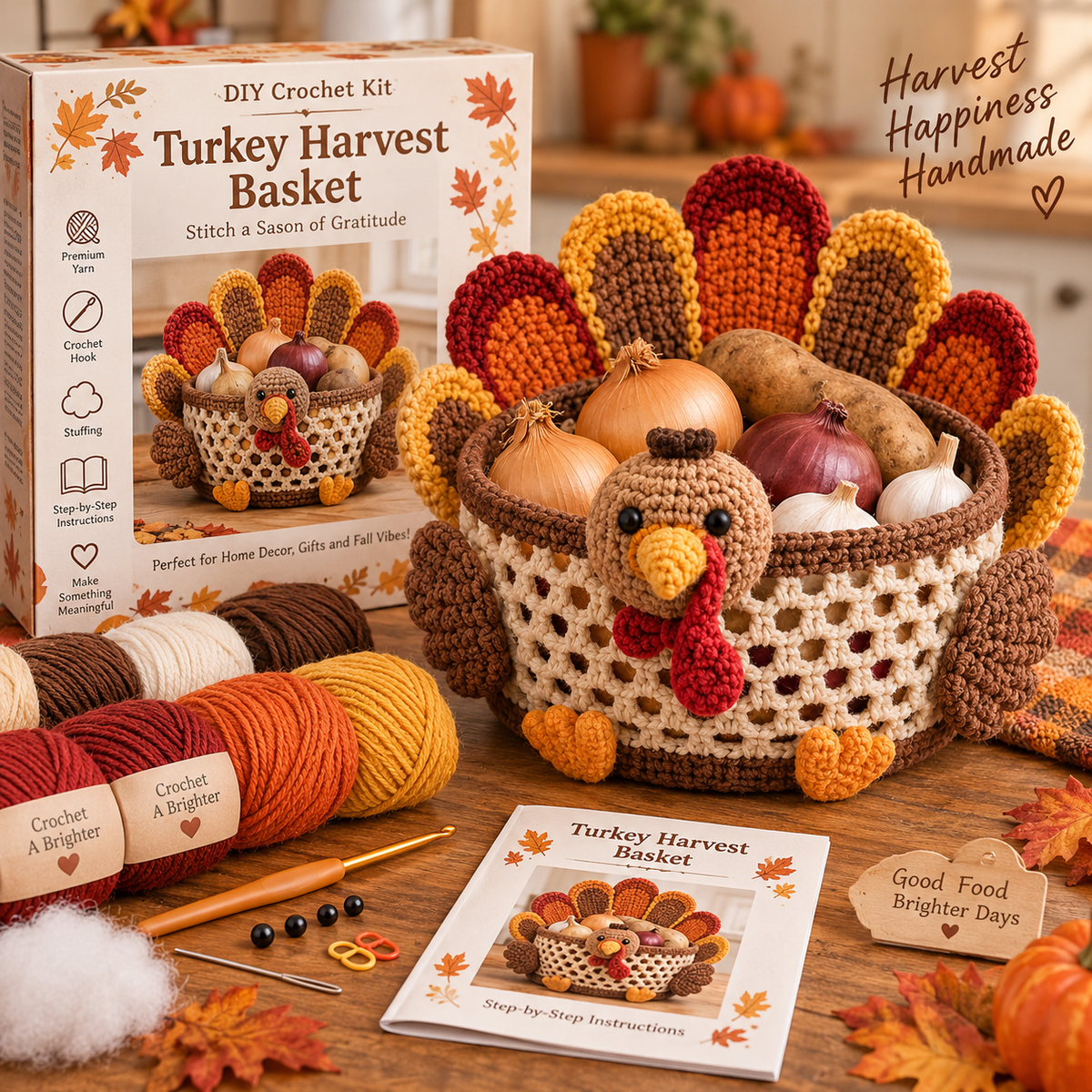 Turkey Harvest crochet DIY basket kit