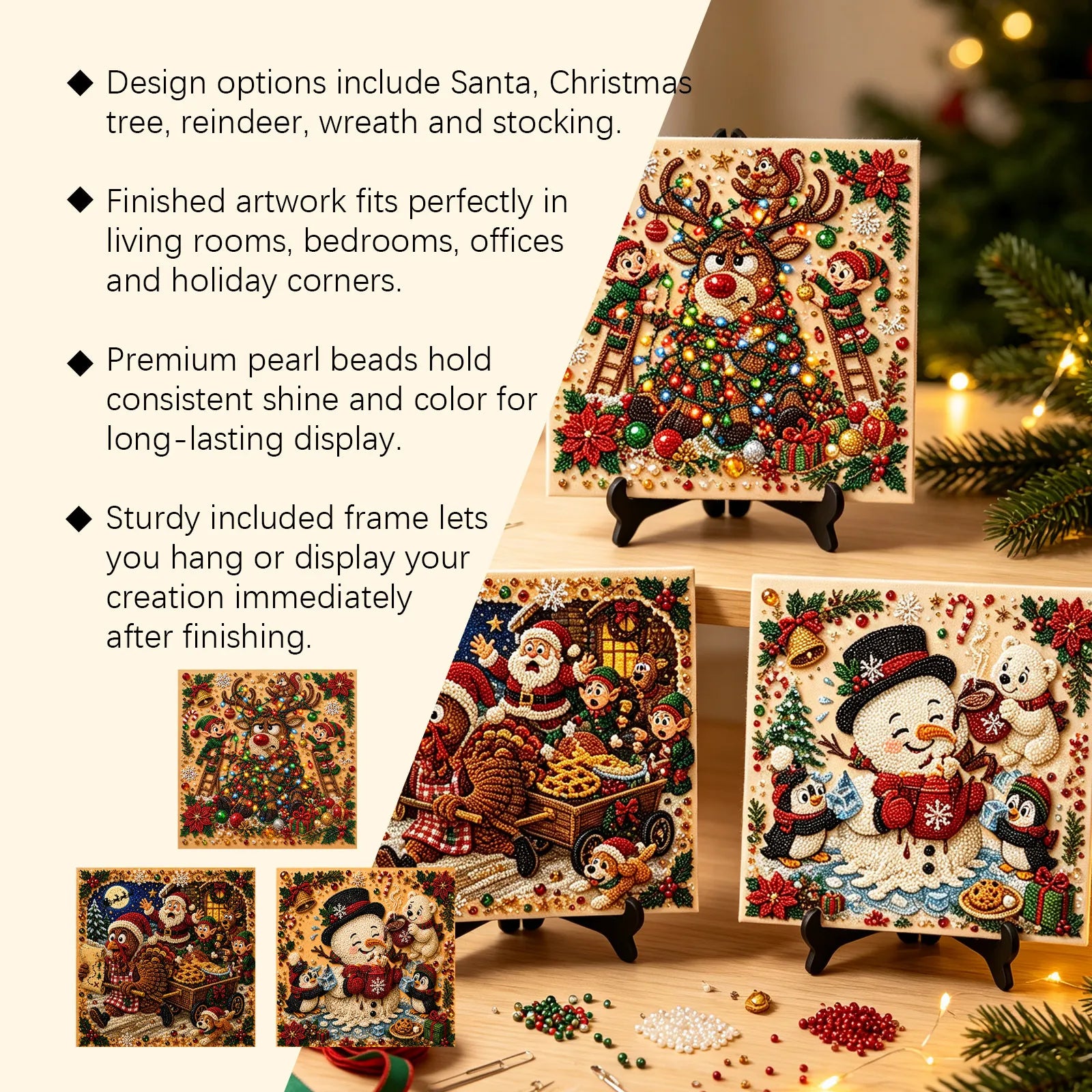 ✨Complete Craft Tools Holiday‑Themed Wooden Frame Decor Art