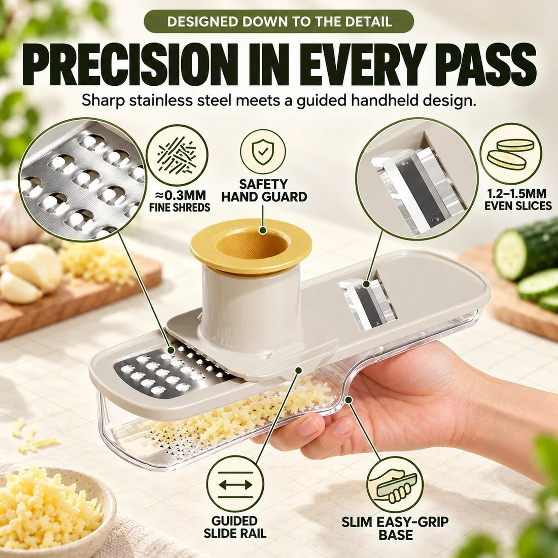 ✨3-in-1 Ginger & Garlic Slicer, Grater & Grinder – Fast, Safe Meal Prep🧄