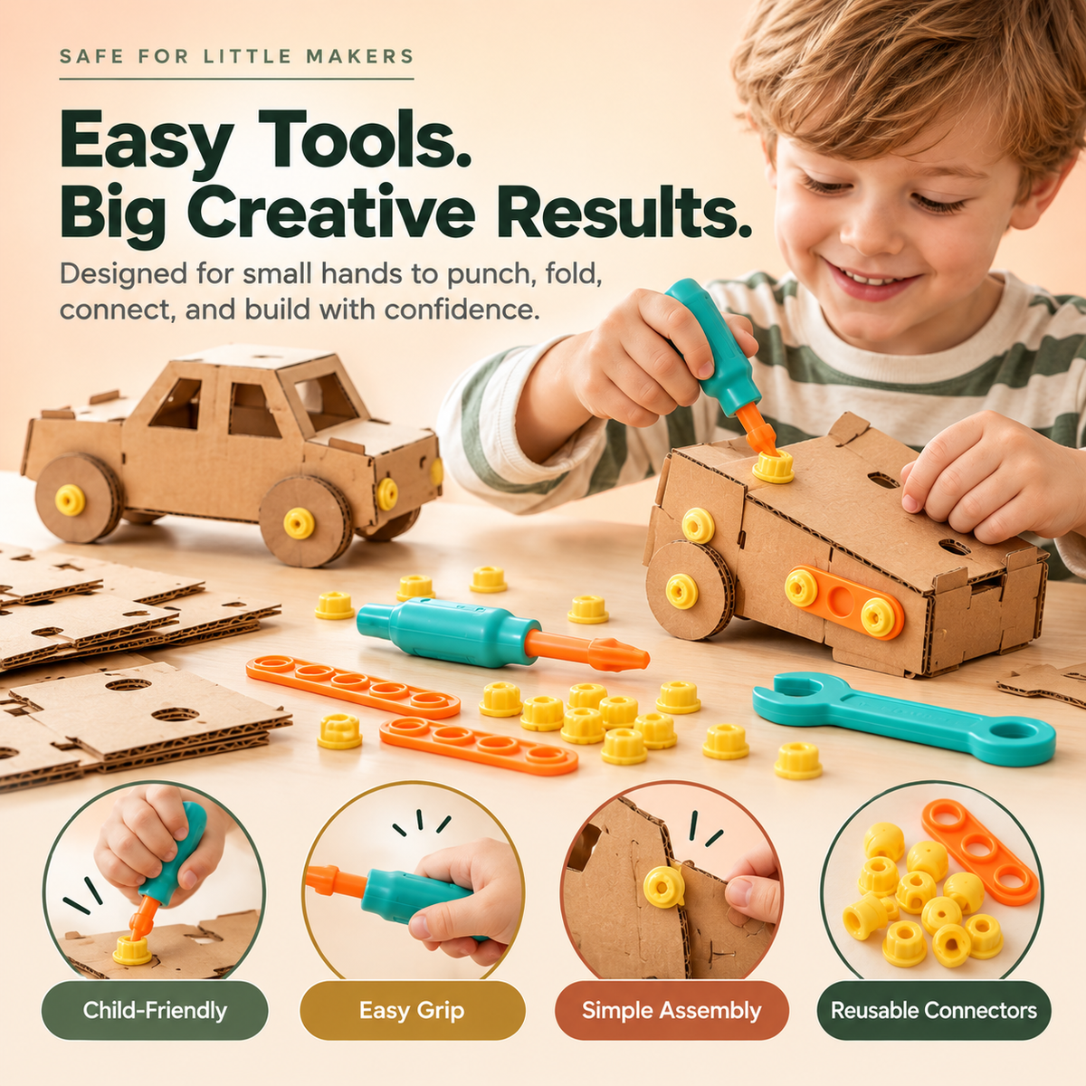 🛠️✨ Kids Cardboard DIY Building Kit 🚀🦖 | Creative STEM Construction Toy 🧠🎨 | Screen-Free Learning & Endless Building Fun 🎁🌟 Ages 3+