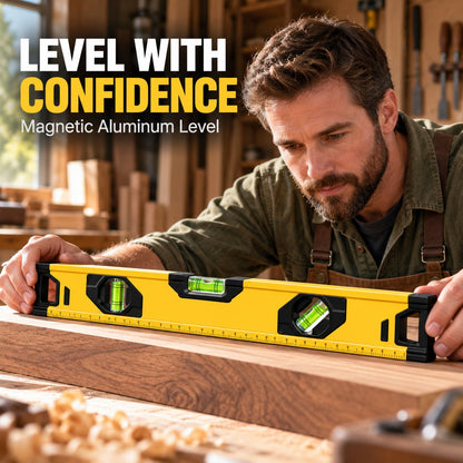 Heavy-Duty Magnetic Spirit Level 🧰 Precision Aluminum Tool in 5 Sizes