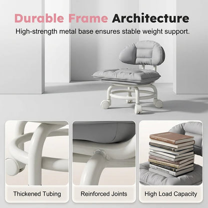 🛠️Ergonomic Rolling Work Stool with Back Support, Plush Seat & Whisper-Quiet Wheels ✨