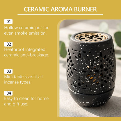 ✨Hollow‑Carved Ceramic Incense Burner Home Aromatherapy Decor