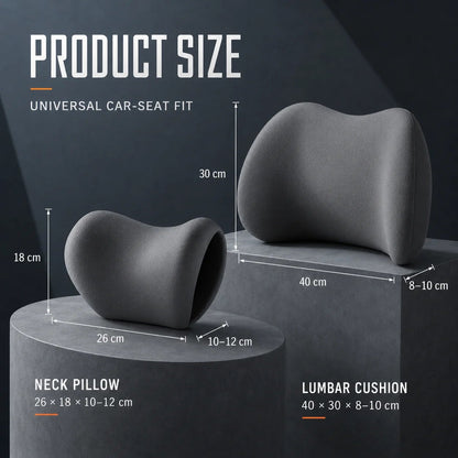 💯Car Neck & Lumbar Support Pillow Set – Memory Foam Headrest & Lower Back Cushion for Comfortable Driving