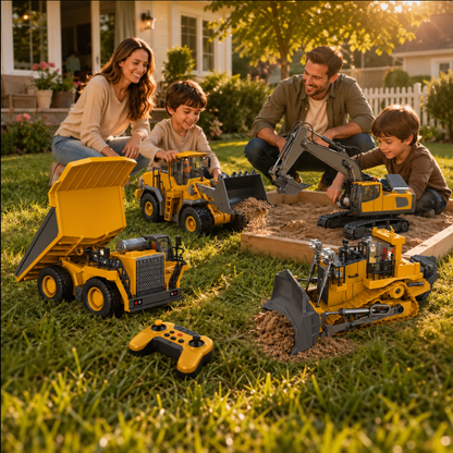 4-in-1 Remote Control Construction Fleet 🚜 Jobsite Adventures for Kids