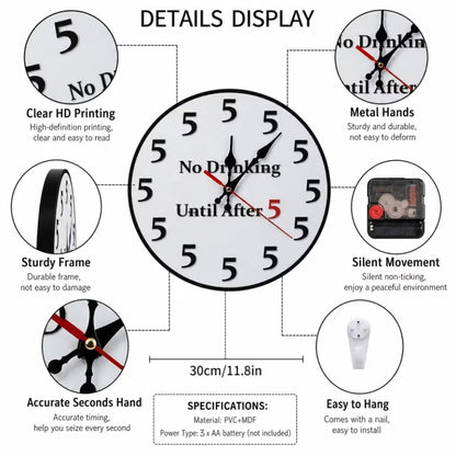 Happy Hour Starts at Five 🍹 Funny Round Wall Clock for Bar & Kitchen Décor