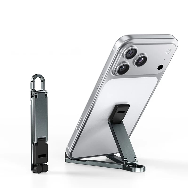 📱 Pocket-Size Aluminum Phone Stand Keychain – Foldable Desktop Holder, Orange, 1 Pack 🔑