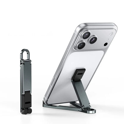 📱 Pocket-Size Aluminum Phone Stand Keychain – Foldable Desktop Holder, Orange, 1 Pack 🔑