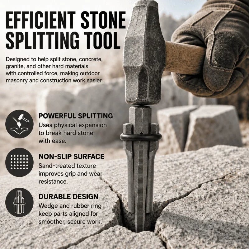 🪨 Heavy-Duty Stone Splitting Tool – Tough Masonry Work Helper