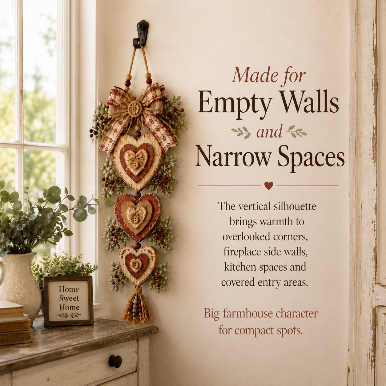 Vintage Farmhouse Layered Heart Wall Hanging