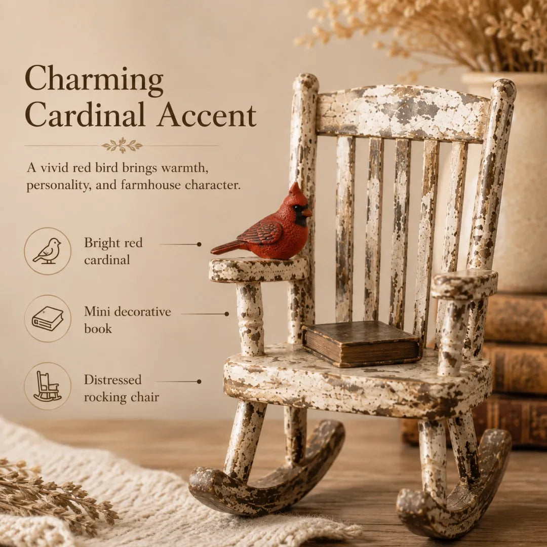 Rustic Cardinal Rocking Chair Decor