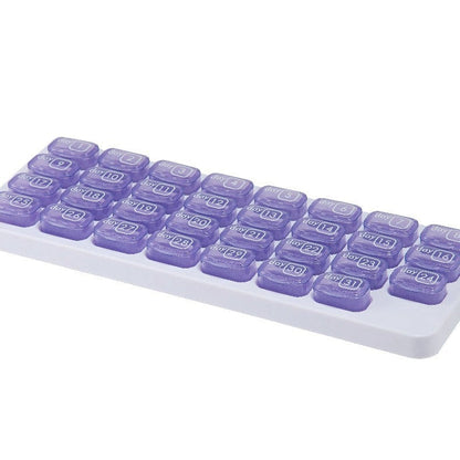 31-Day Pill Organizer 💊 – Easy-Open Removable Pods with Travel Case