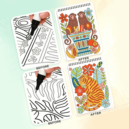 🌿  Guided Flow Art Coloring Pad with Double-Sided Markers 🎨