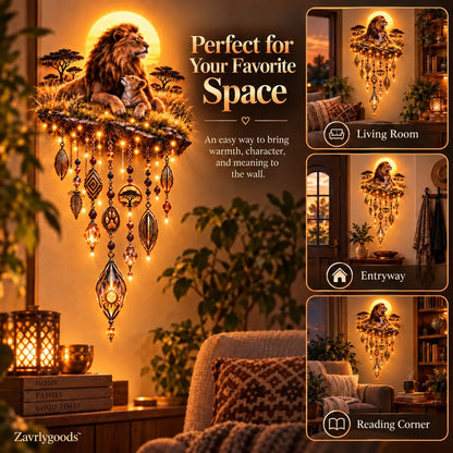 Majestic Savannah Family Glow™ – Beleuchtete Wanddekoration „Löwe & Junges“