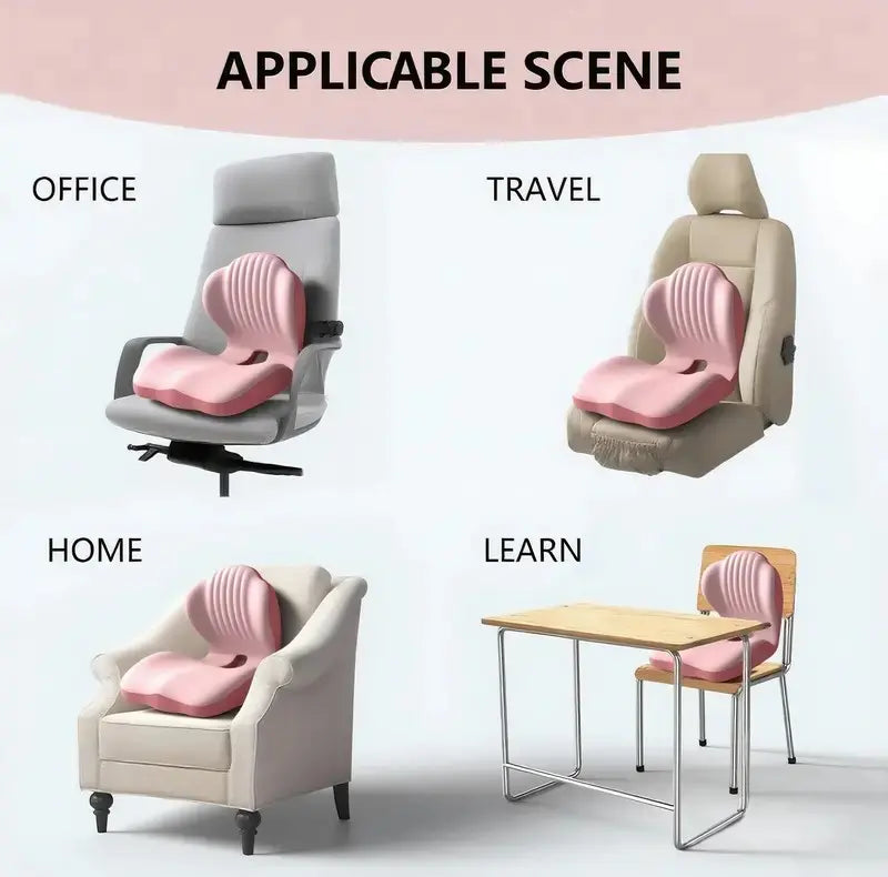 ❤️ Sit Better All Day – Contoured Memory Foam Seat & Lumbar Support Set for Pressure Relief
