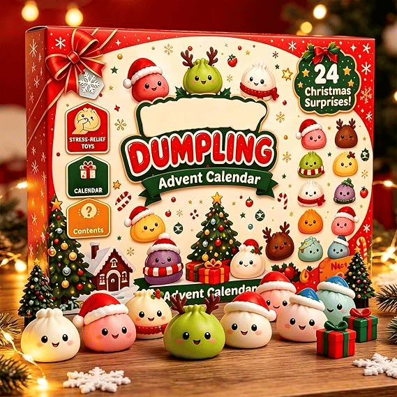 🥟24-Day Holiday Countdown Box with Cute Dumpling Squishies 🎄