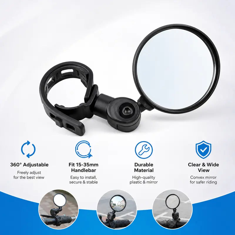 Adjustable Bike Rearview Mirror Set 🚲 – 2-Piece Convex Mirrors for Better Rear Visibility