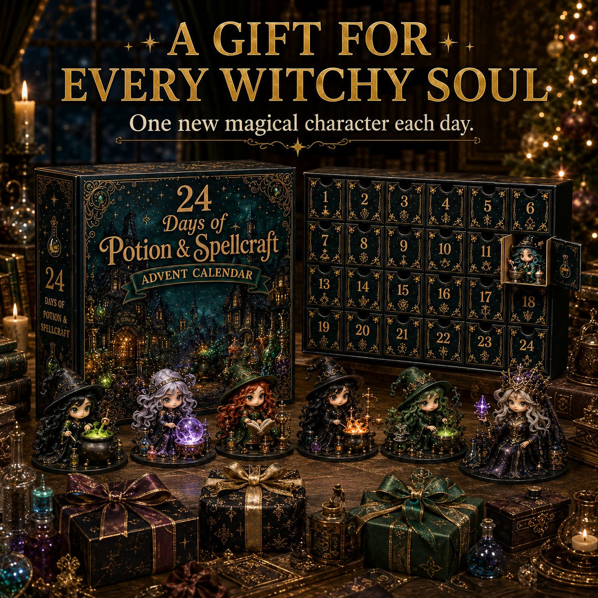 🧙‍♀️24 Days Of Witchy Surprises Advent Calendar | 24 Unique Collectible Witches with Magical Themes, Mini Figures & Fantasy Display Collection ✨