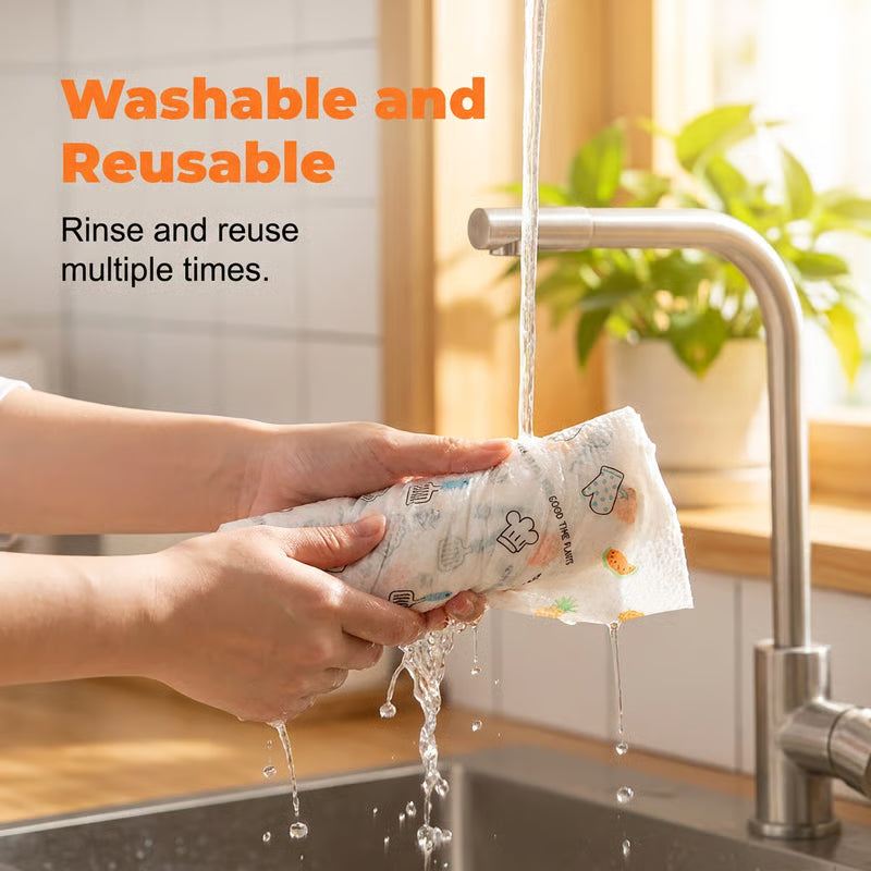 🧽 50-Count Reusable Cleaning Cloth Roll – Handy Household Wipes