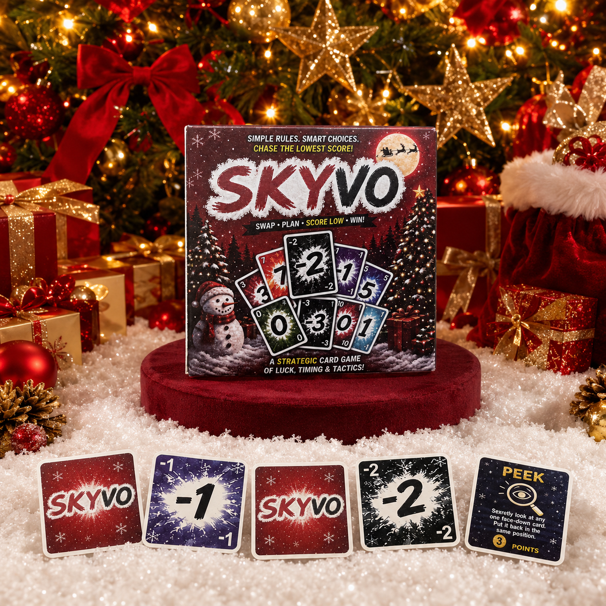 🎄 SKYNO Christmas Edition – Fast-Paced Strategic Card Game for Family & Friends 🎴