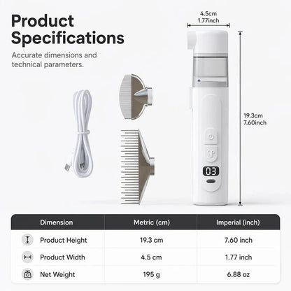 🐾 FurEase Electric Pet Grooming Comb with Built-In Suction – Gentle Detangling & Mess-Free Deshedding