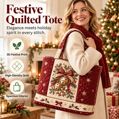 🎄❤️ Festive Quilted Shopper Bag – Spacious Holiday Carryall for Gifts & More
