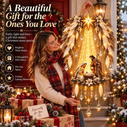 ✝️ Angel Wings of Faith – Lighted Nativity Christmas Decor