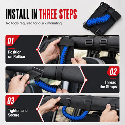 Braided Paracord Roof Grab Handle 🚙 – Non-Slip Off-Road Passenger Grip