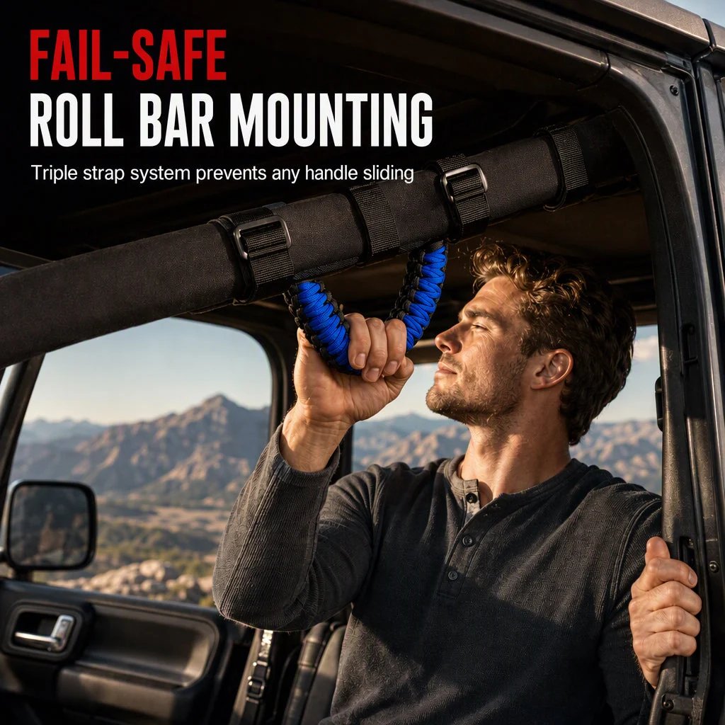 Braided Paracord Roof Grab Handle 🚙 – Non-Slip Off-Road Passenger Grip