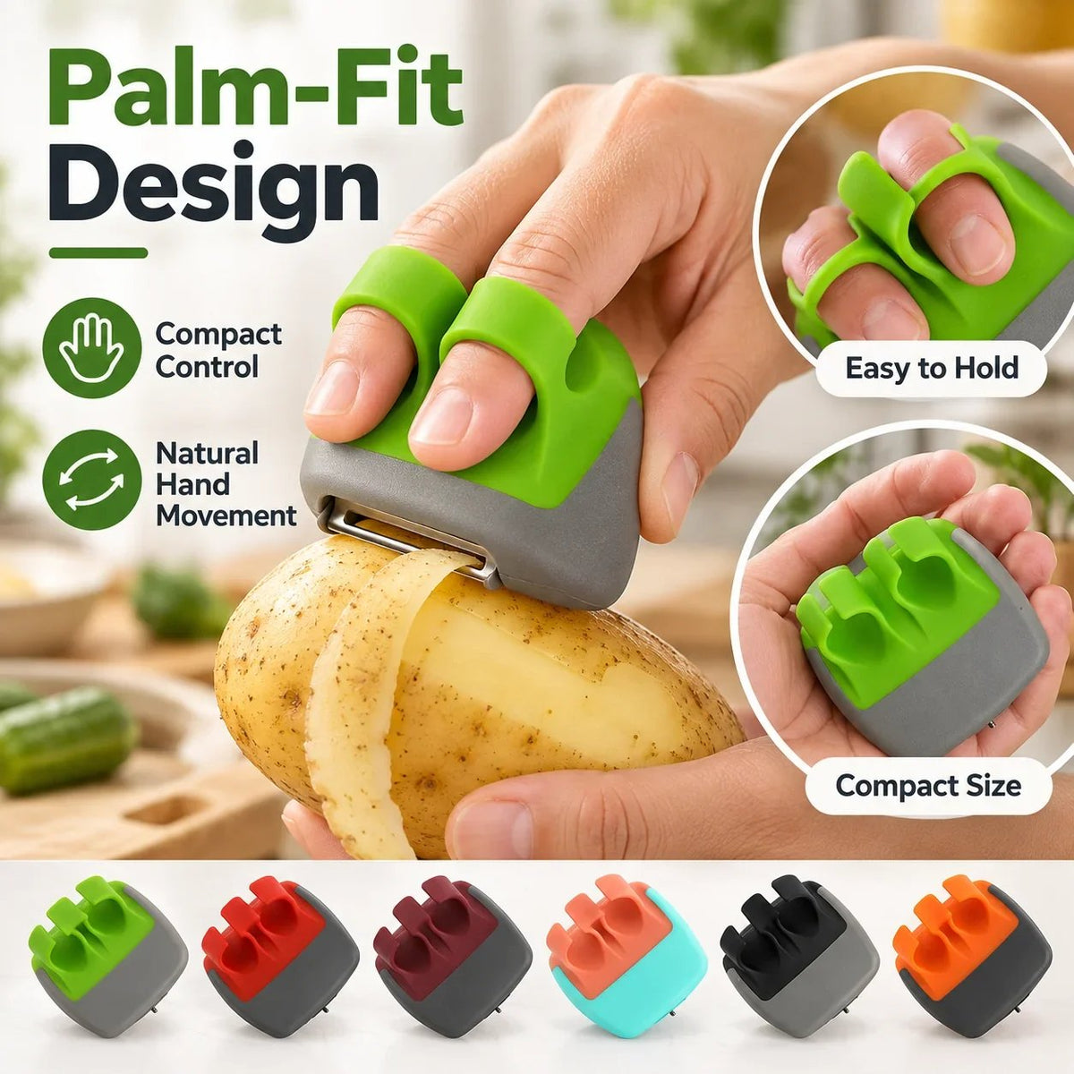 🥔 2-Piece Palm Vegetable Peeler Set – Soft Grip Handheld Fruit & Veggie Peeler！！！