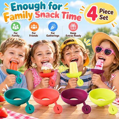 🍦 4-Piece Silicone Ice Cream Cone Holder Set with Leakproof Drip Covers