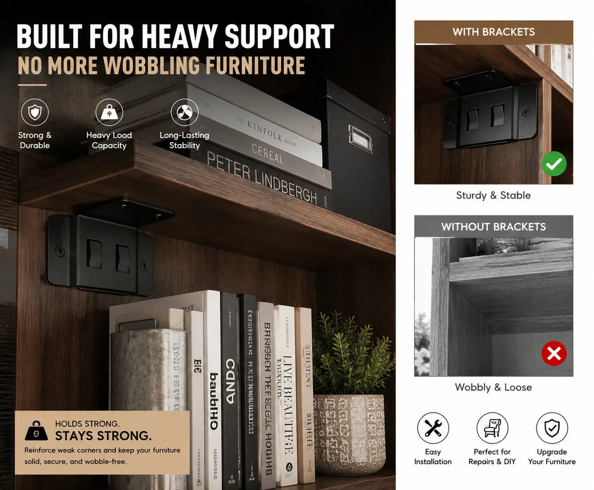 8-Pack L-Shaped Corner Brackets 🔩 – Heavy-Duty Furniture Repair with Screws
