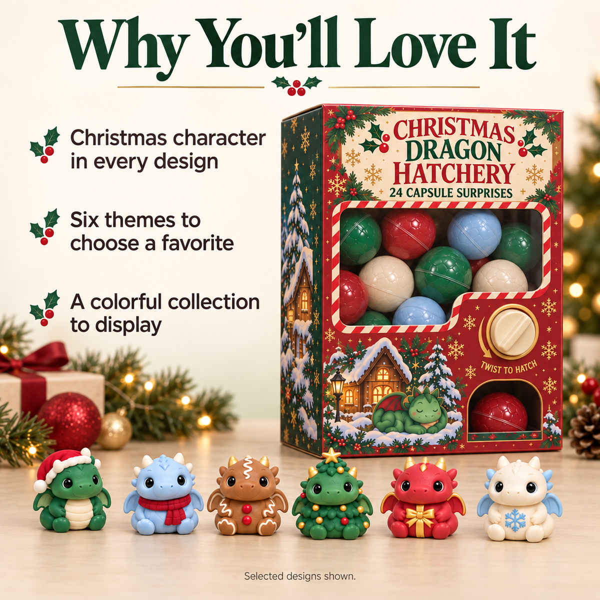 🐉🎄 Christmas Dragon Hatchery Mystery Box – 24 Cute Dragon Capsule Surprises 🎁