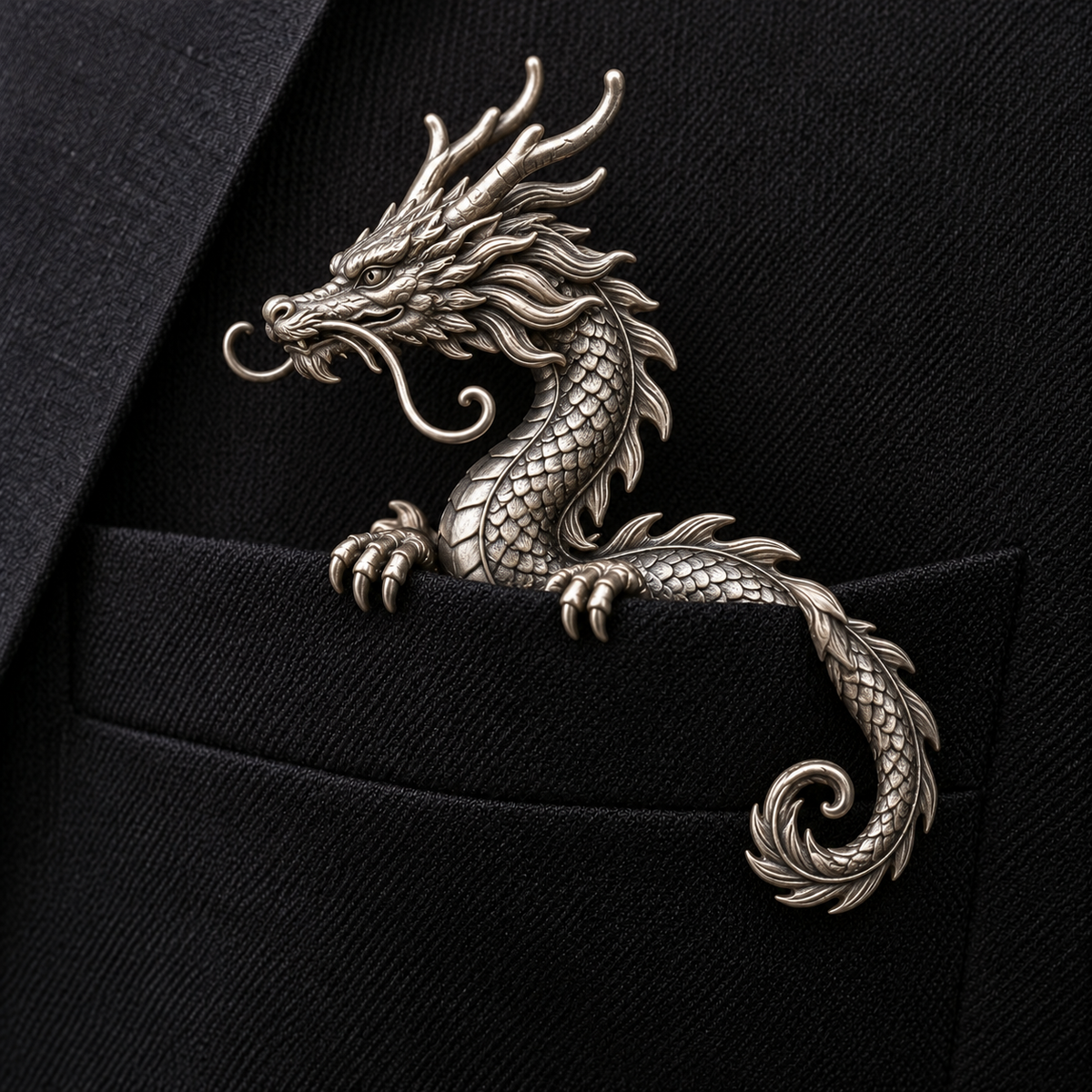 🐉 3D Dragon Pocket Guardian – Fantasy Jacket Accessory & Unique Gift