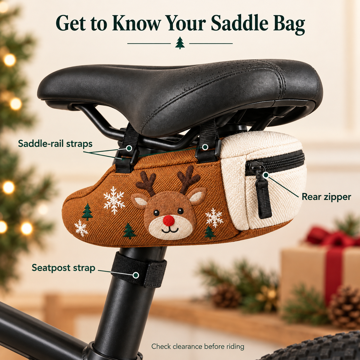 🚴🎅 Festive Christmas Bike Saddle Bag – 6 Fun Holiday Styles