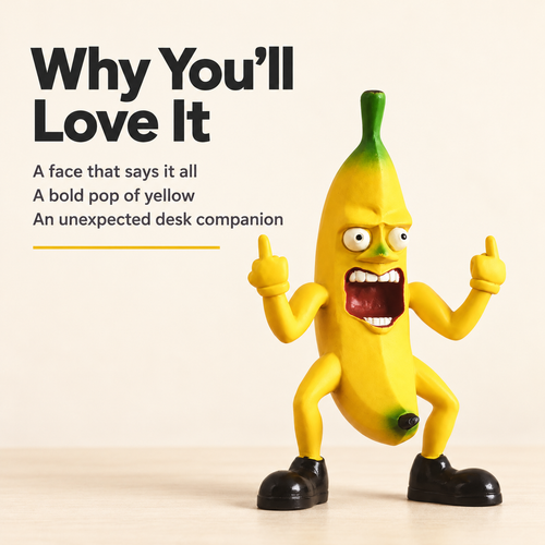 🍌🖕 Angry Banana Middle Finger Figurine – Hilarious Desk Decor & Gag Gift