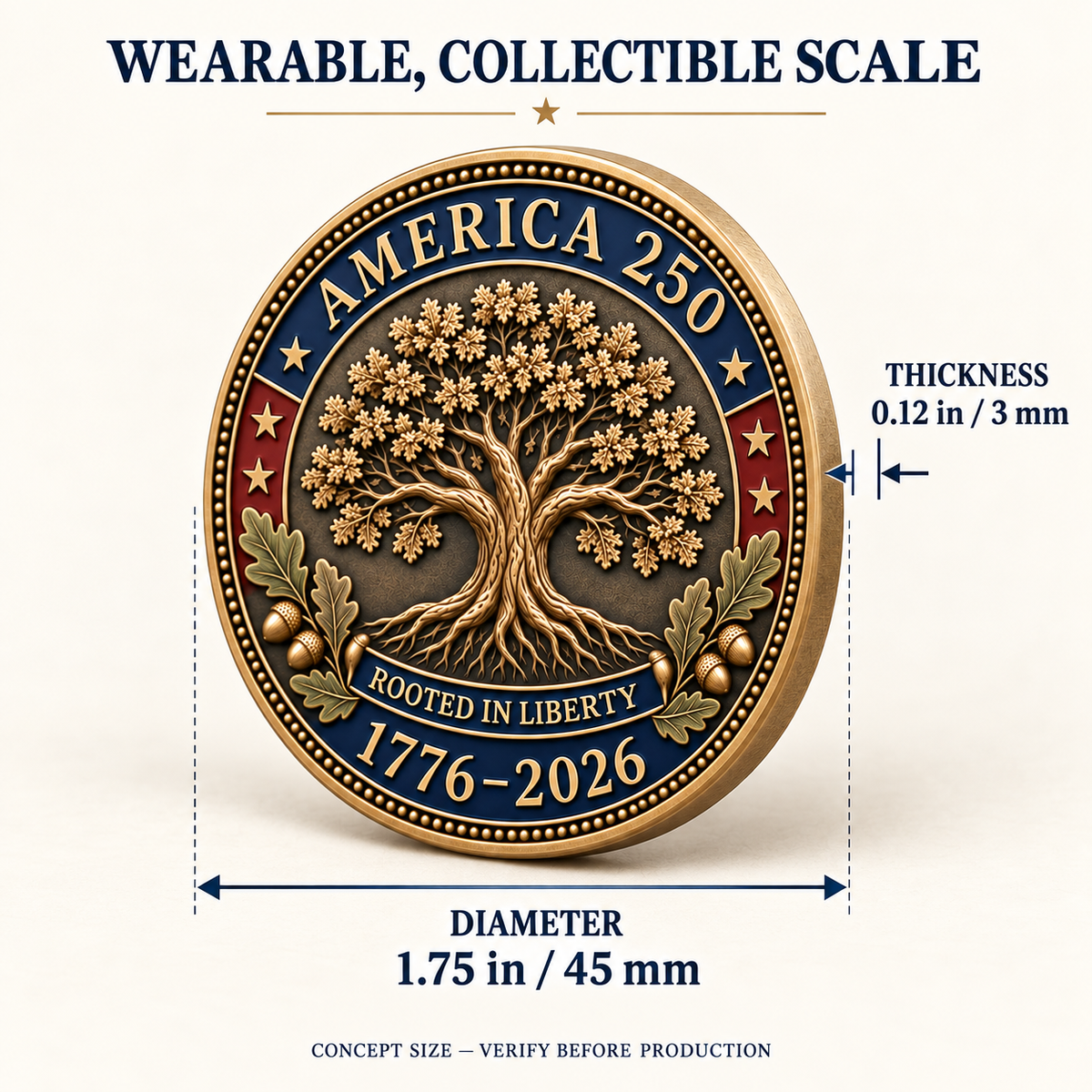 🇺🇸🌳 America 250th Anniversary Tree of Liberty Commemorative Medallion – 1776–2026