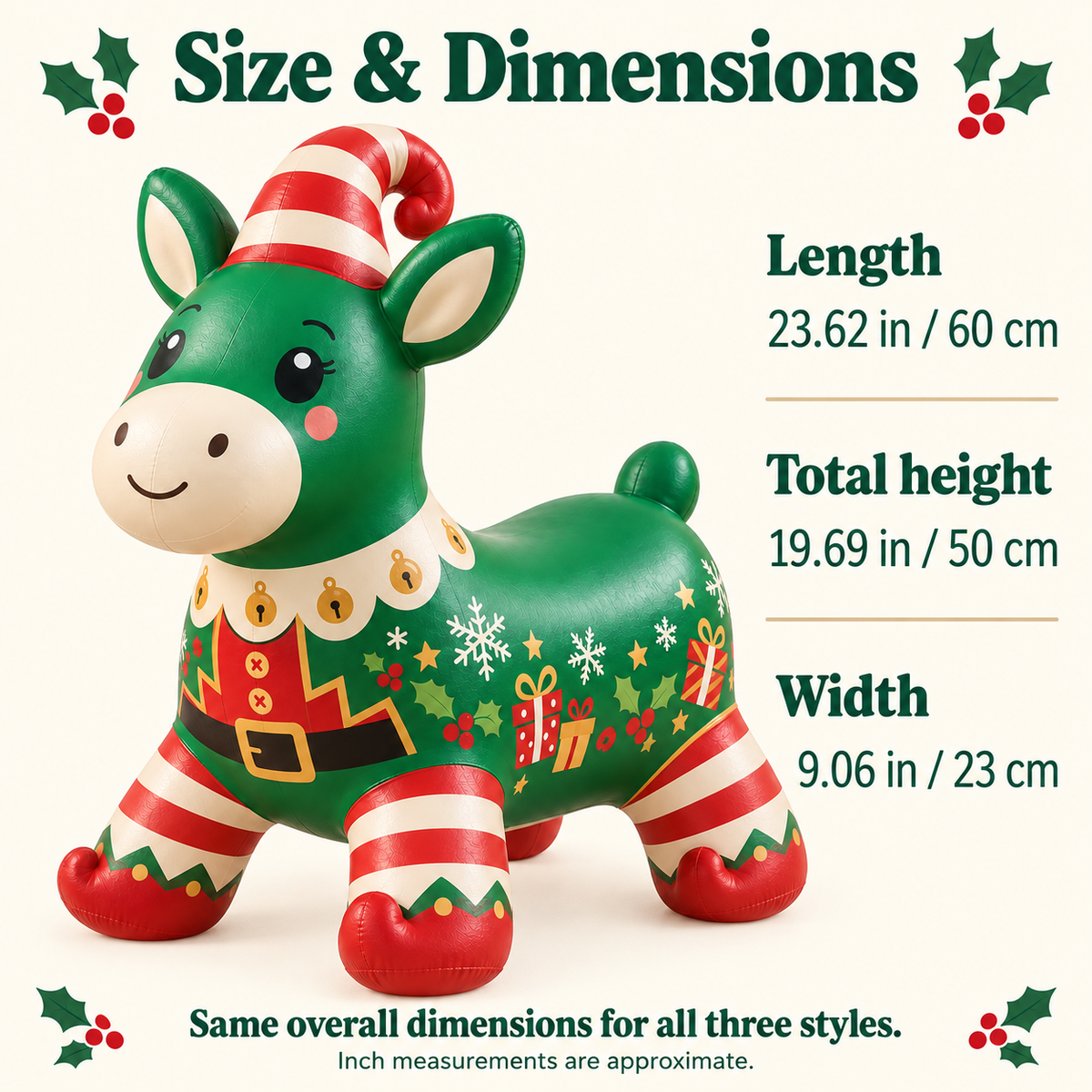 All three hoppers: length 60 cm, total height 50 cm, width 23 cm