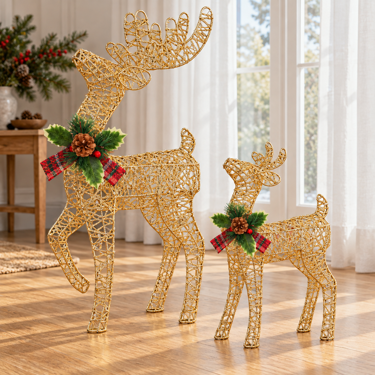 Unlit Christmas reindeer during daytime