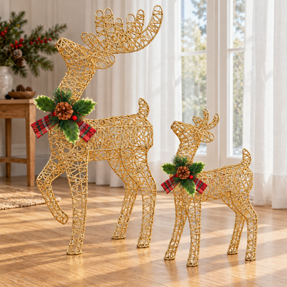 🎄🦌 Light-Up Christmas Reindeer Duo – Warm White LED Holiday Decorations ✨