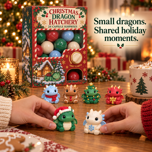 🐉🎄 Christmas Dragon Hatchery Mystery Box – 24 Cute Dragon Capsule Surprises 🎁