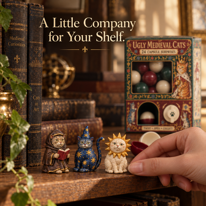 🐈🏰 Ugly Medieval Cats Mystery Box – 24 Collectible Cat Capsule Surprises 🎁