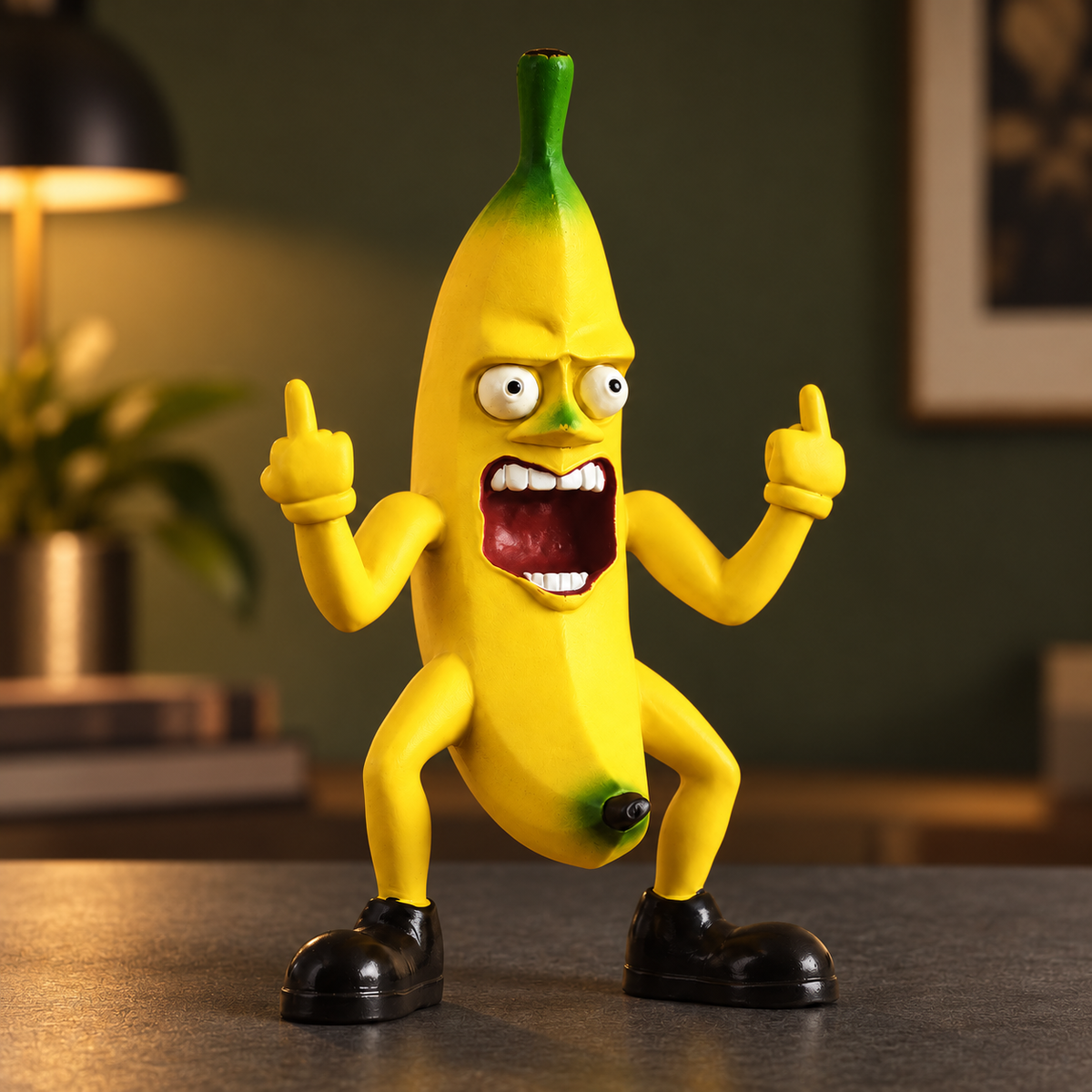 🍌🖕 Angry Banana Middle Finger Figurine – Hilarious Desk Decor & Gag Gift