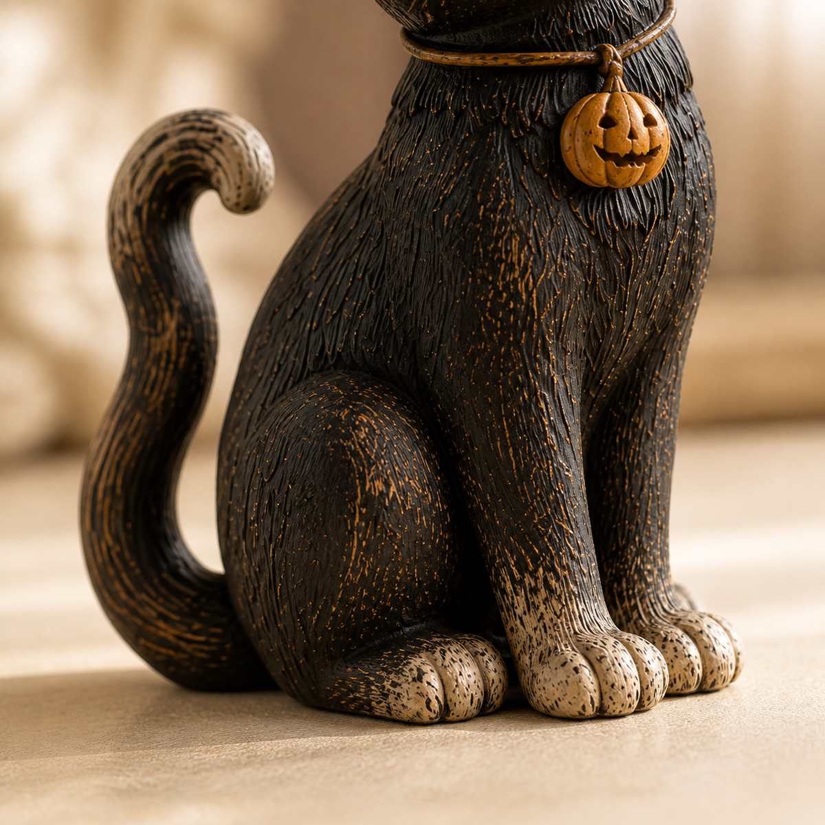 🐈‍⬛🎃 Whimsical Witch Cat Figurine – Rustic Halloween Black Cat Décor & Spooky Keepsake